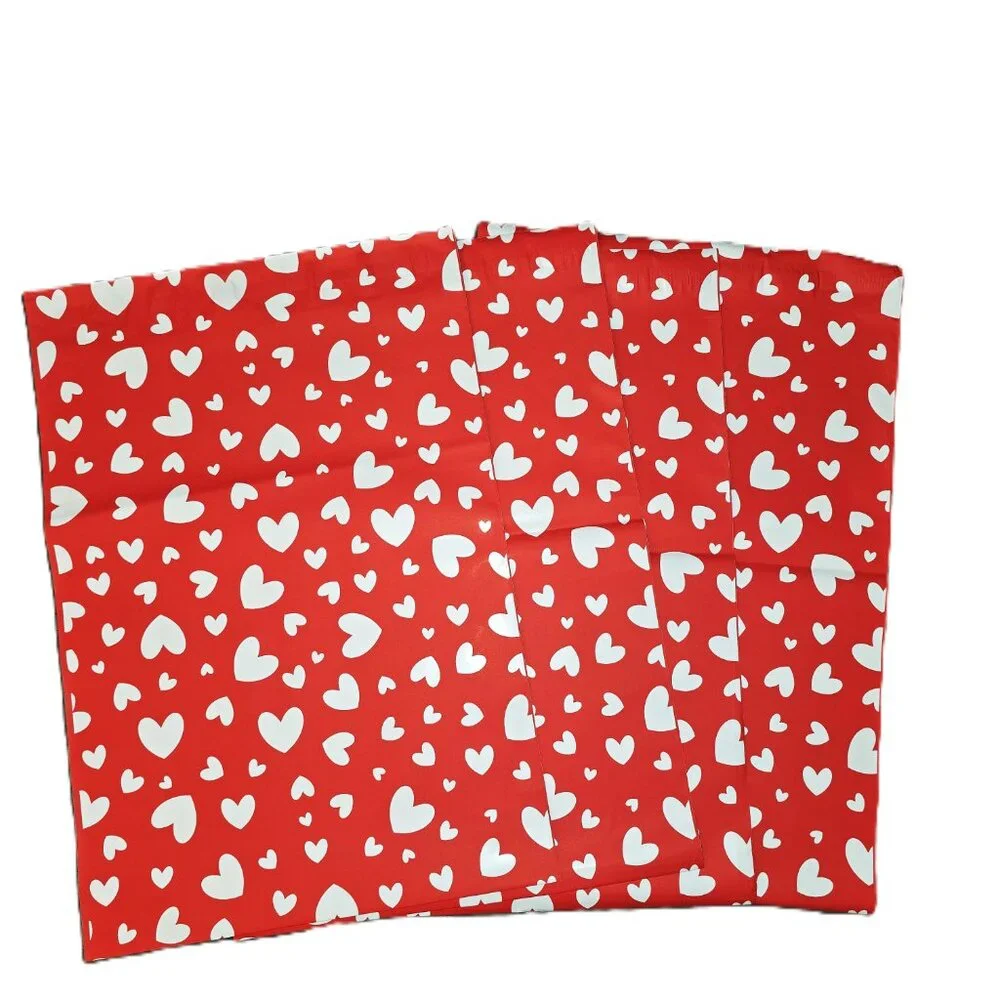 Set of 10 Poly Mailers Red White Heart 10x13